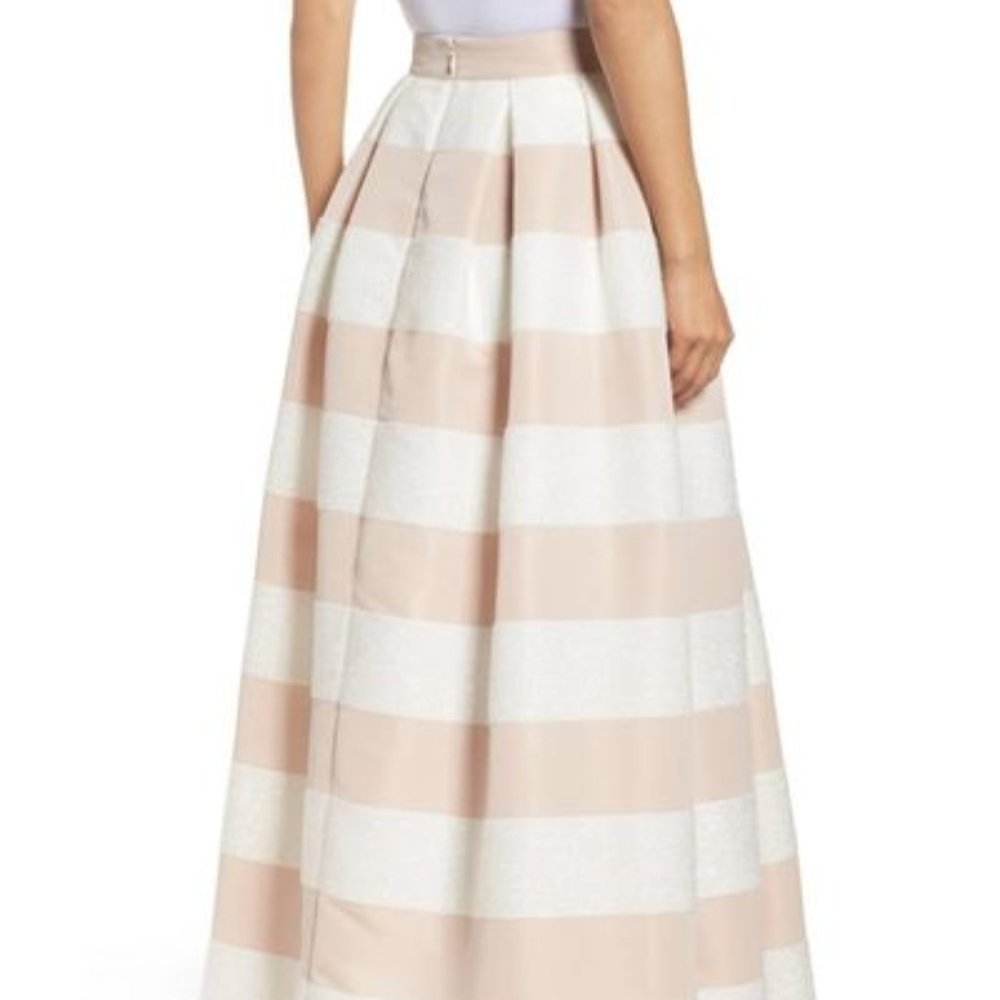 Eliza J stripe ball skirt - multicolor blush ivory
